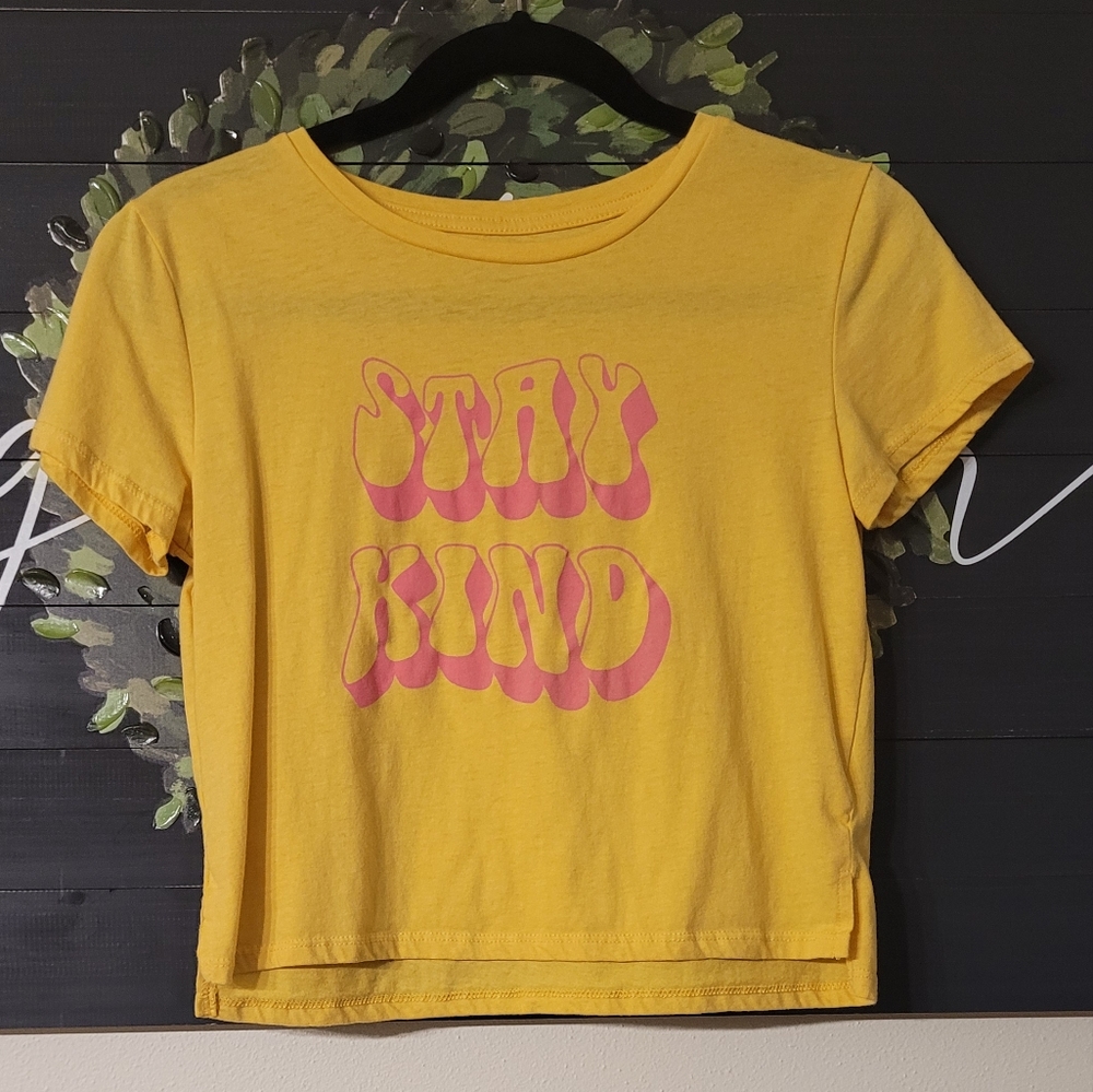 Freeze Stay Kind Crop Top Size Small Yellow Pink